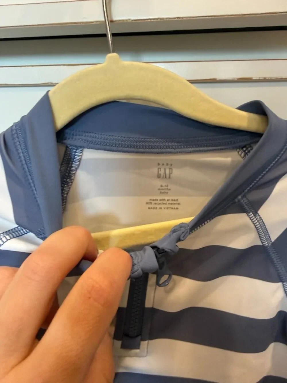Baby Gap Blue Striped Rashguard with Matching Hat | 6-12M